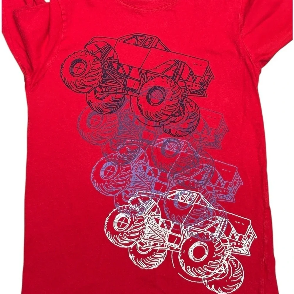 OshKosh B'gosh Red Monster Truck and Blue Fighter Jet Long Sleeve Shirts, GUC